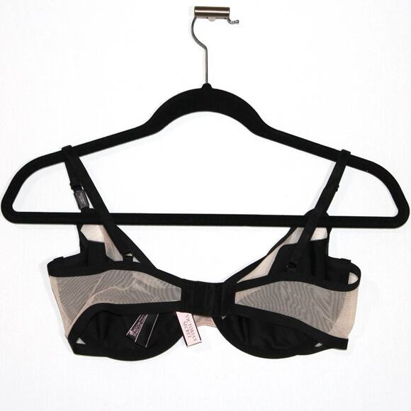 VS Luxe Lingerie Unlined Mesh Demi Bra 32DDD Black NWT - Picture 6 of 6